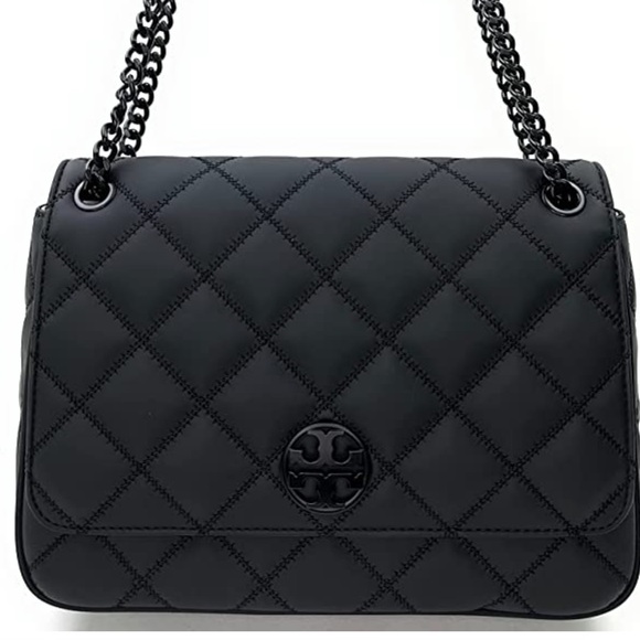 Tory Burch Handbags - Tory Burch LARGE All Black Matte Quilted Willa Bag Large